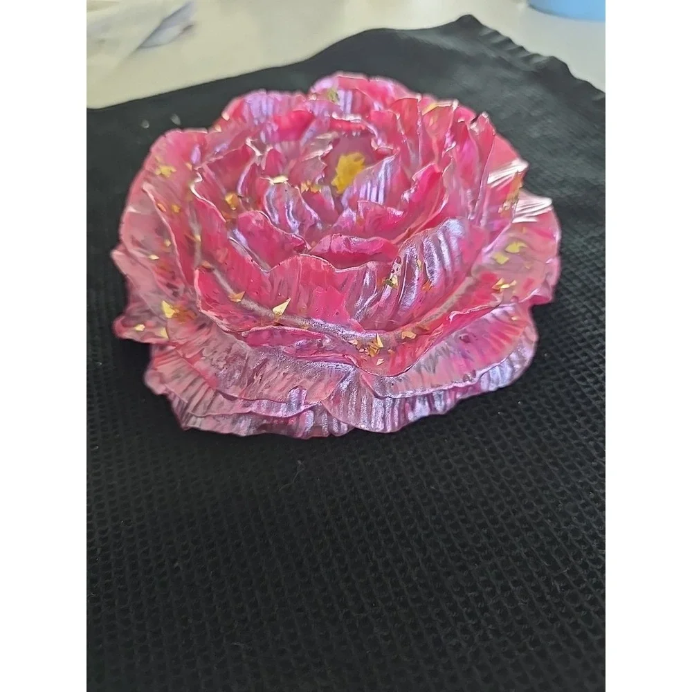Resin 6 Inch Pink Gold Peony‎ Flower Decoration Gift. 583